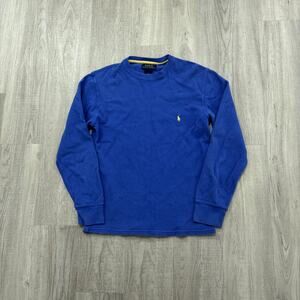Polo Ralph Lauren Thermal Shirt Men's Small Blue Waffle Knit Sleep Wear Preppy